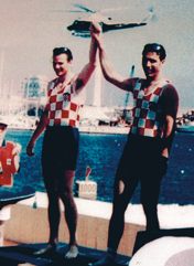 Hrvoje Telišman(Trešnjevka) i Danijel Bajlo(Jadran - Zadar) nakon osvajanja srebrne medalje na MI u Bariju 1997.